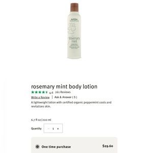 New AVEDA rosemary mint body lotion 200ml/6.7oz